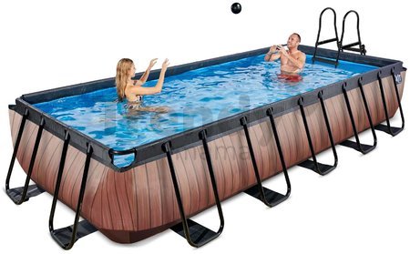 Bazén s filtráciou Wood pool Exit Toys oceľová konštrukcia 540*250*100 cm hnedý od 6 rokov