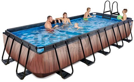 Bazén s filtráciou Wood pool Exit Toys oceľová konštrukcia 540*250*100 cm hnedý od 6 rokov
