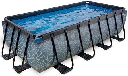Bazén s pieskovou filtráciou Stone pool Exit Toys oceľová konštrukcia 400*200*100 cm šedý od 6 rokov