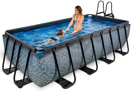 Bazén s pieskovou filtráciou Stone pool Exit Toys oceľová konštrukcia 400*200*100 cm šedý od 6 rokov