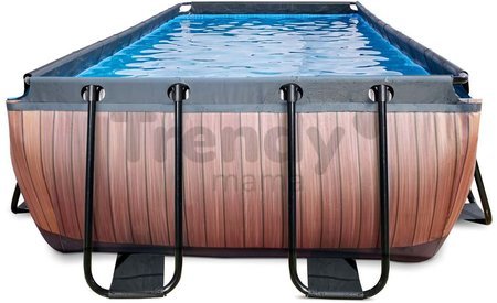 Bazén s pieskovou filtráciou Wood pool Exit Toys oceľová konštrukcia 400*200*100 cm hnedý od 6 rokov