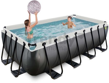 Bazén s pieskovou filtráciou Black Leather pool Exit Toys oceľová konštrukcia 400*200*100 cm čierny od 6 rokov