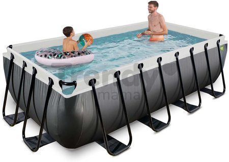 Bazén s pieskovou filtráciou Black Leather pool Exit Toys oceľová konštrukcia 400*200*100 cm čierny od 6 rokov