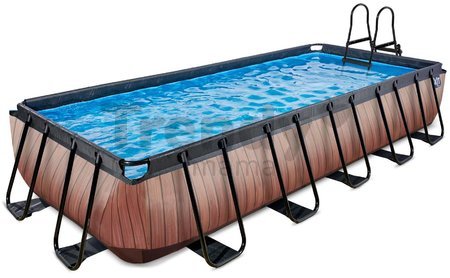 Bazén s pieskovou filtráciou Wood pool Exit Toys oceľová konštrukcia 540*250*100 cm hnedý od 6 rokov
