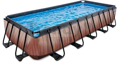 Bazén s pieskovou filtráciou Wood pool Exit Toys oceľová konštrukcia 540*250*100 cm hnedý od 6 rokov