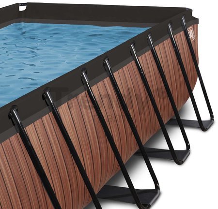 Bazén s pieskovou filtráciou Wood pool Exit Toys oceľová konštrukcia 540*250*100 cm hnedý od 6 rokov