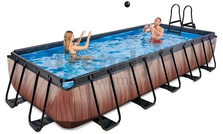 Bazén s pieskovou filtráciou Wood pool Exit Toys oceľová konštrukcia 540*250*100 cm hnedý od 6 rokov