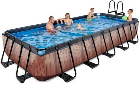 Bazén s pieskovou filtráciou Wood pool Exit Toys oceľová konštrukcia 540*250*100 cm hnedý od 6 rokov