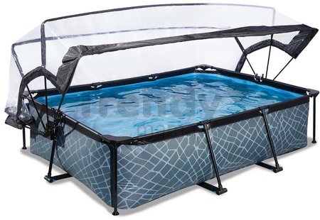 Bazén s krytom a filtráciou Stone pool Exit Toys oceľová konštrukcia 220*150*65 cm šedý od 6 rokov