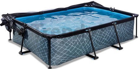 Bazén s krytom a filtráciou Stone pool Exit Toys oceľová konštrukcia 220*150*65 cm šedý od 6 rokov