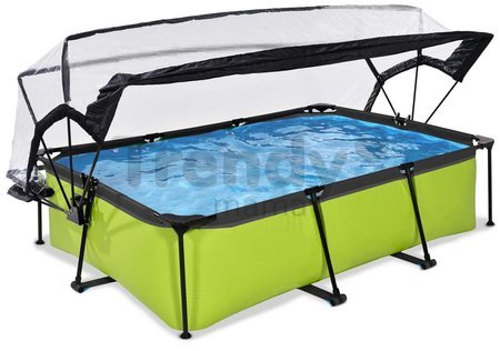 Bazén s krytom a filtráciou Lime pool Exit Toys oceľová konštrukcia 220*150*65 cm zelený od 6 rokov