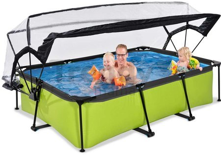 Bazén s krytom a filtráciou Lime pool Exit Toys oceľová konštrukcia 220*150*65 cm zelený od 6 rokov