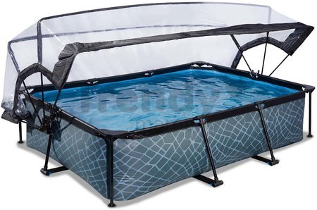 Bazén s krytom a filtráciou Stone pool Exit Toys oceľová konštrukcia 300*200*65 cm šedý od 6 rokov