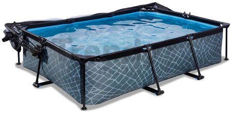 Bazén s krytom a filtráciou Stone pool Exit Toys oceľová konštrukcia 300*200*65 cm šedý od 6 rokov