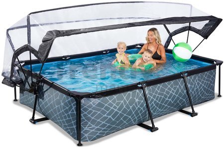 Bazén s krytom a filtráciou Stone pool Exit Toys oceľová konštrukcia 300*200*65 cm šedý od 6 rokov