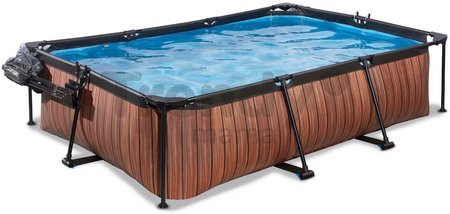 Bazén s krytom a filtráciou Wood pool Exit Toys oceľová konštrukcia 300*200*65 cm hnedý od 6 rokov