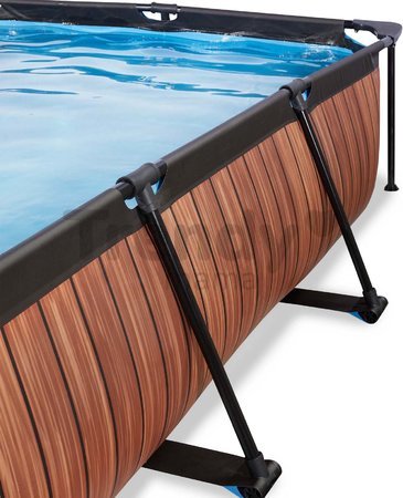 Bazén s krytom a filtráciou Wood pool Exit Toys oceľová konštrukcia 300*200*65 cm hnedý od 6 rokov