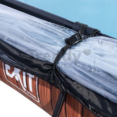 Bazén s krytom a filtráciou Wood pool Exit Toys oceľová konštrukcia 300*200*65 cm hnedý od 6 rokov
