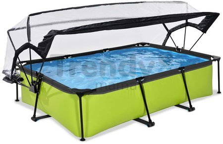 Bazén s krytom a filtráciou Lime pool Exit Toys oceľová konštrukcia 300*200*65 cm zelený od 6 rokov