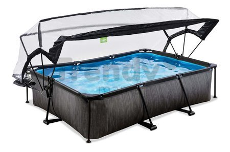 Bazén s krytom a filtráciou Black Wood pool Exit Toys oceľová konštrukcia 300*200*65 cm čierny od 6 rokov ET30203290