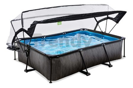Bazén s krytom a filtráciou Black Wood pool Exit Toys oceľová konštrukcia 300*200*65 cm čierny od 6 rokov
