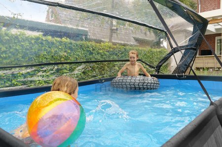 Bazén s krytom a filtráciou Black Wood pool Exit Toys oceľová konštrukcia 300*200*65 cm čierny od 6 rokov