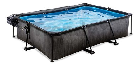 Bazén s krytom a filtráciou Black Wood pool Exit Toys oceľová konštrukcia 300*200*65 cm čierny od 6 rokov