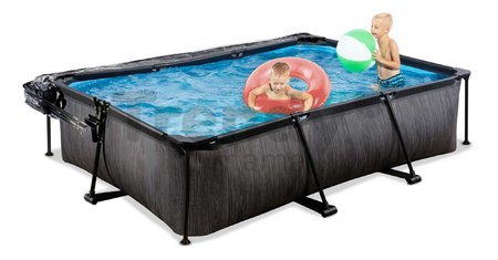 Bazén s krytom a filtráciou Black Wood pool Exit Toys oceľová konštrukcia 300*200*65 cm čierny od 6 rokov