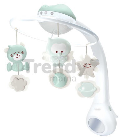 Hudobný kolotoč nad postieľku 3in1 Projector Musical Mobile Sage Infantino s projektorom a nočným svetlom zelený od 0 mes