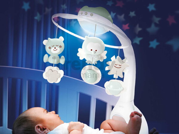Hudobný kolotoč nad postieľku 3in1 Projector Musical Mobile Sage Infantino s projektorom a nočným svetlom zelený od 0 mes