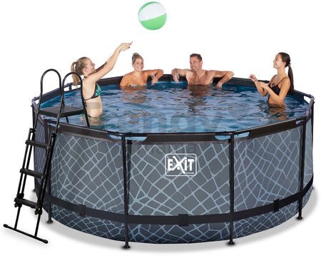 Bazén s filtráciou Stone pool Exit Toys kruhový oceľová konštrukcia 360*122 cm šedý od 6 rokov