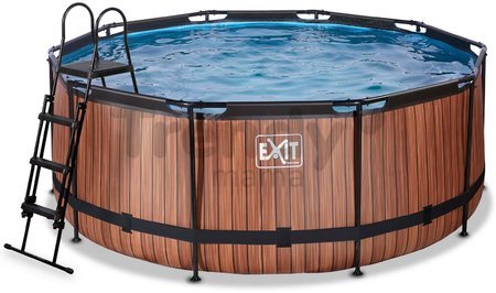 Bazén s filtráciou Wood pool Exit Toys kruhový oceľová konštrukcia 360*122 cm hnedý od 6 rokov