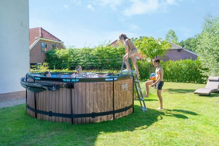 Bazén s filtráciou Wood pool Exit Toys kruhový oceľová konštrukcia 360*122 cm hnedý od 6 rokov
