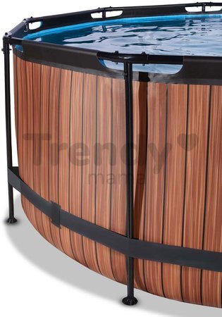 Bazén s filtráciou Wood pool Exit Toys kruhový oceľová konštrukcia 360*122 cm hnedý od 6 rokov