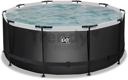 Bazén s filtráciou Black Leather pool Exit Toys kruhový oceľová konštrukcia 360*122 cm čierny od 6 rokov