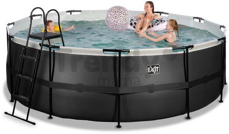 Bazén s filtráciou Black Leather pool Exit Toys kruhový oceľová konštrukcia 427*122 cm čierny od 6 rokov