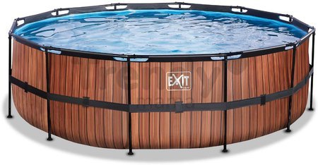Bazén s filtráciou Wood pool Exit Toys kruhový oceľová konštrukcia 450*122 cm hnedý od 6 rokov