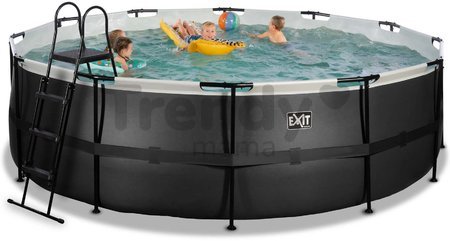 Bazén s filtráciou Black Leather pool Exit Toys kruhový oceľová konštrukcia 450*122 cm čierny od 6 rokov