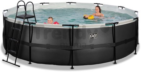 Bazén s filtráciou Black Leather pool Exit Toys kruhový oceľová konštrukcia 488*122 cm čierny od 6 rokov
