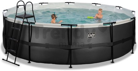 Bazén s filtráciou Black Leather pool Exit Toys kruhový oceľová konštrukcia 488*122 cm čierny od 6 rokov