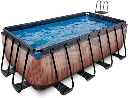 Bazén s filtráciou Wood pool Exit Toys oceľová konštrukcia 400*200*122 cm hnedý od 6 rokov
