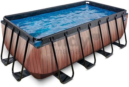 Bazén s filtráciou Wood pool Exit Toys oceľová konštrukcia 400*200*122 cm hnedý od 6 rokov