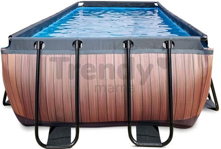 Bazén s filtráciou Wood pool Exit Toys oceľová konštrukcia 400*200*122 cm hnedý od 6 rokov