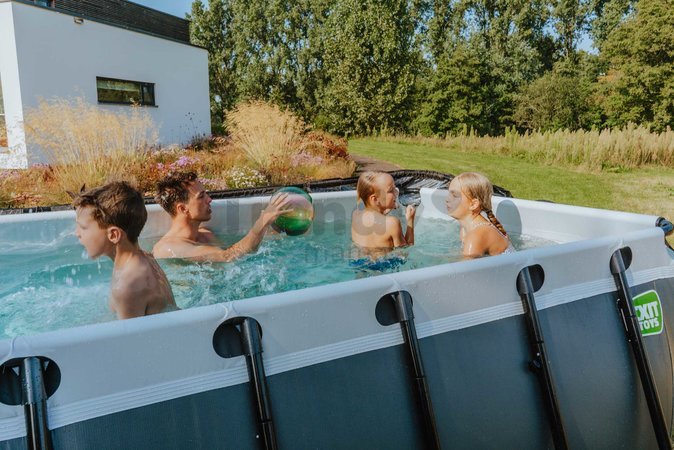 Bazén s filtráciou Black Leather pool Exit Toys oceľová konštrukcia 400*200*122 cm čierny od 6 rokov