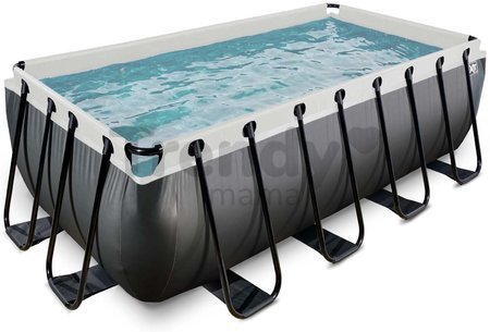 Bazén s filtráciou Black Leather pool Exit Toys oceľová konštrukcia 400*200*122 cm čierny od 6 rokov