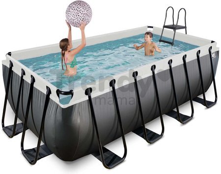 Bazén s filtráciou Black Leather pool Exit Toys oceľová konštrukcia 400*200*122 cm čierny od 6 rokov