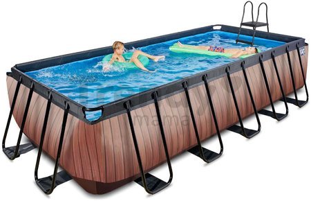 Bazén s filtráciou Wood pool brown Exit Toys oceľová konštrukcia 540*250*122 cm hnedý od 6 rokov