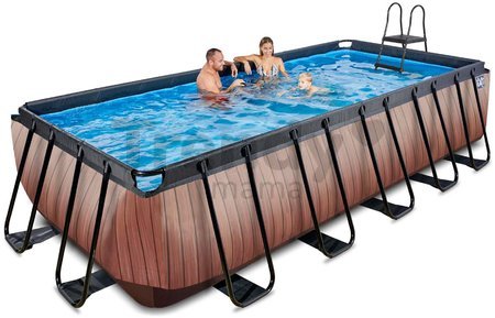Bazén s filtráciou Wood pool brown Exit Toys oceľová konštrukcia 540*250*122 cm hnedý od 6 rokov