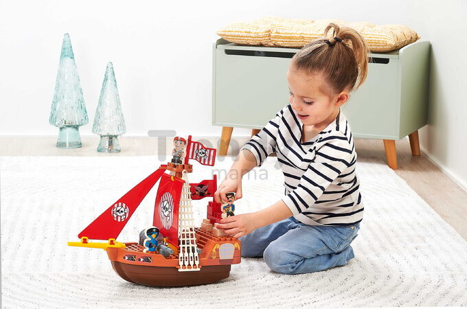 Stavebnica Pirátska loď Abrick Écoiffier s 3 postavičkami od 18 mes
