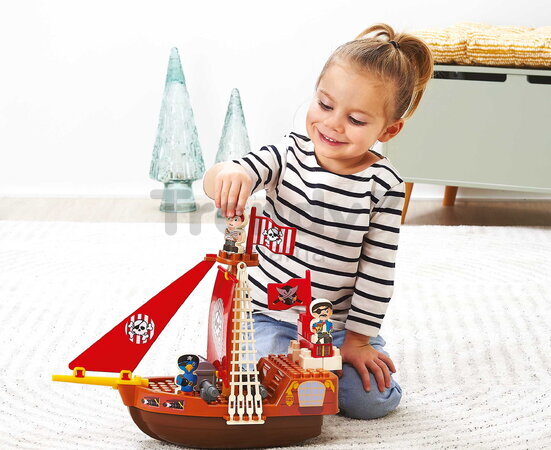 Stavebnica Pirátska loď Abrick Écoiffier s 3 postavičkami od 18 mes
